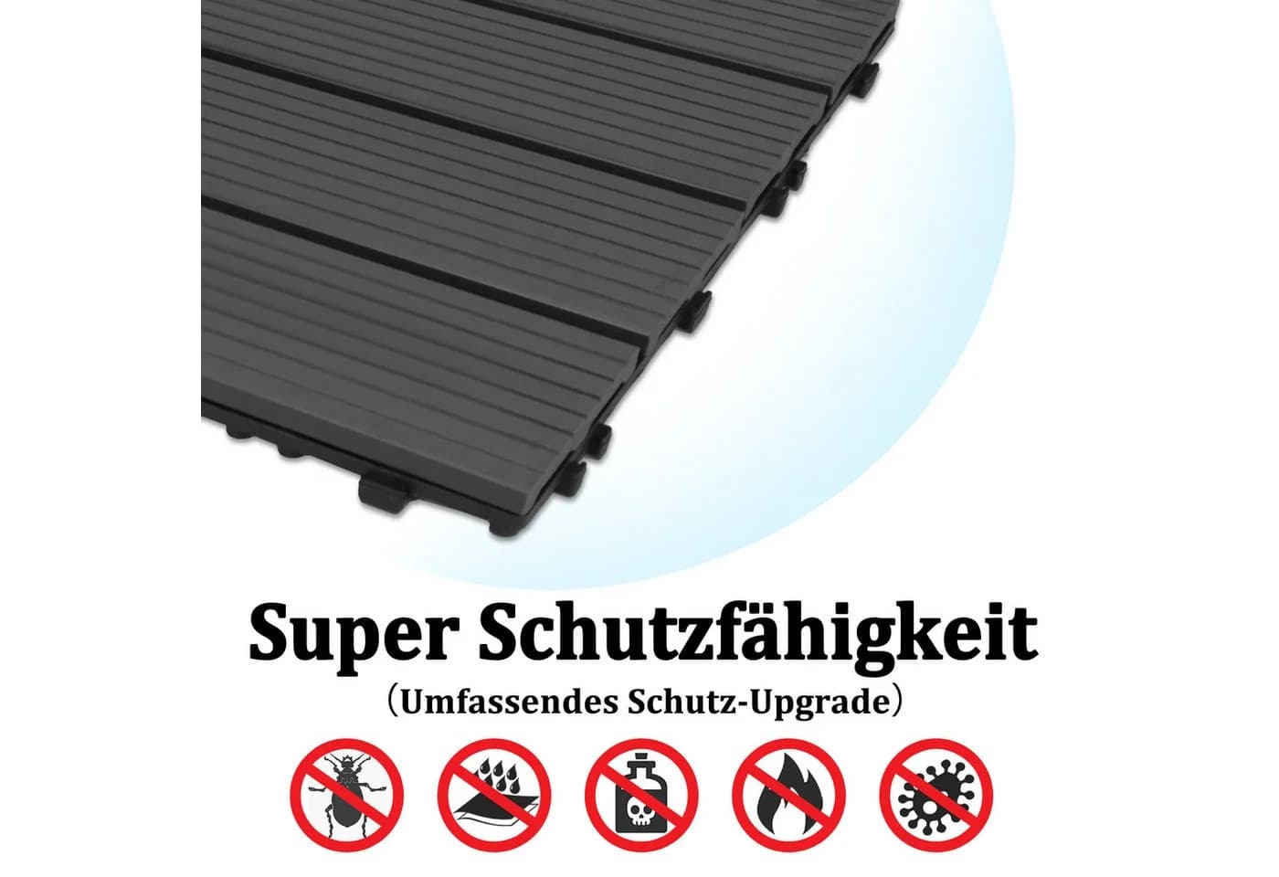 FIVMEN Terrassenfliesen WPC 30x30cm Anthrazit Drainagesystem - Bild 3