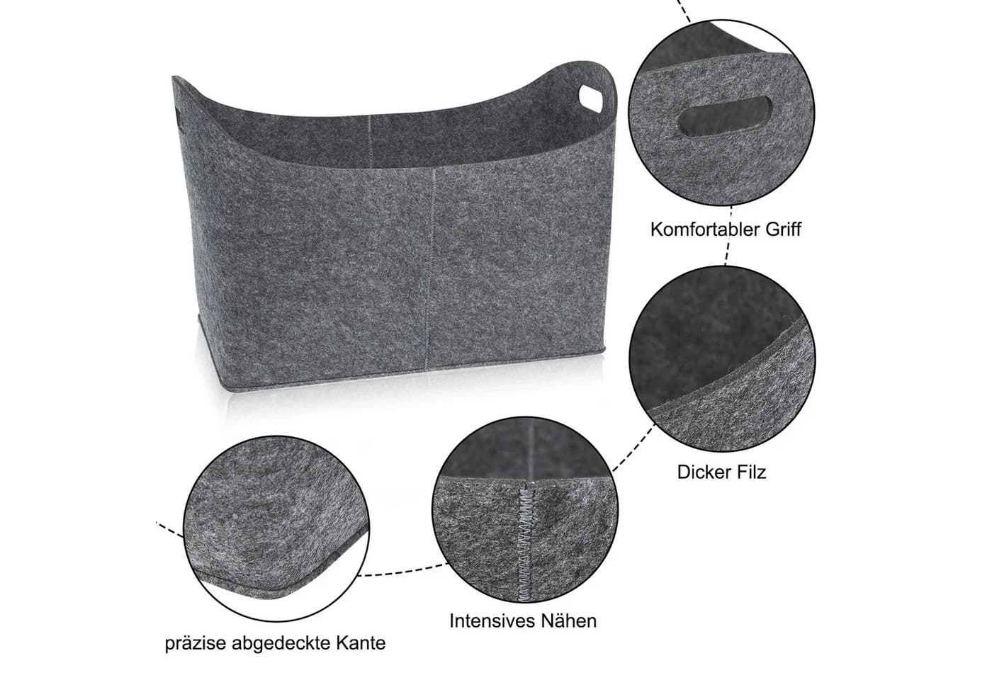 FIVMEN Kaminholzkorb XXL Filztasche mit Verstärkter Griff, Holzkorb für Kaminholz aus Filz - Bild 4