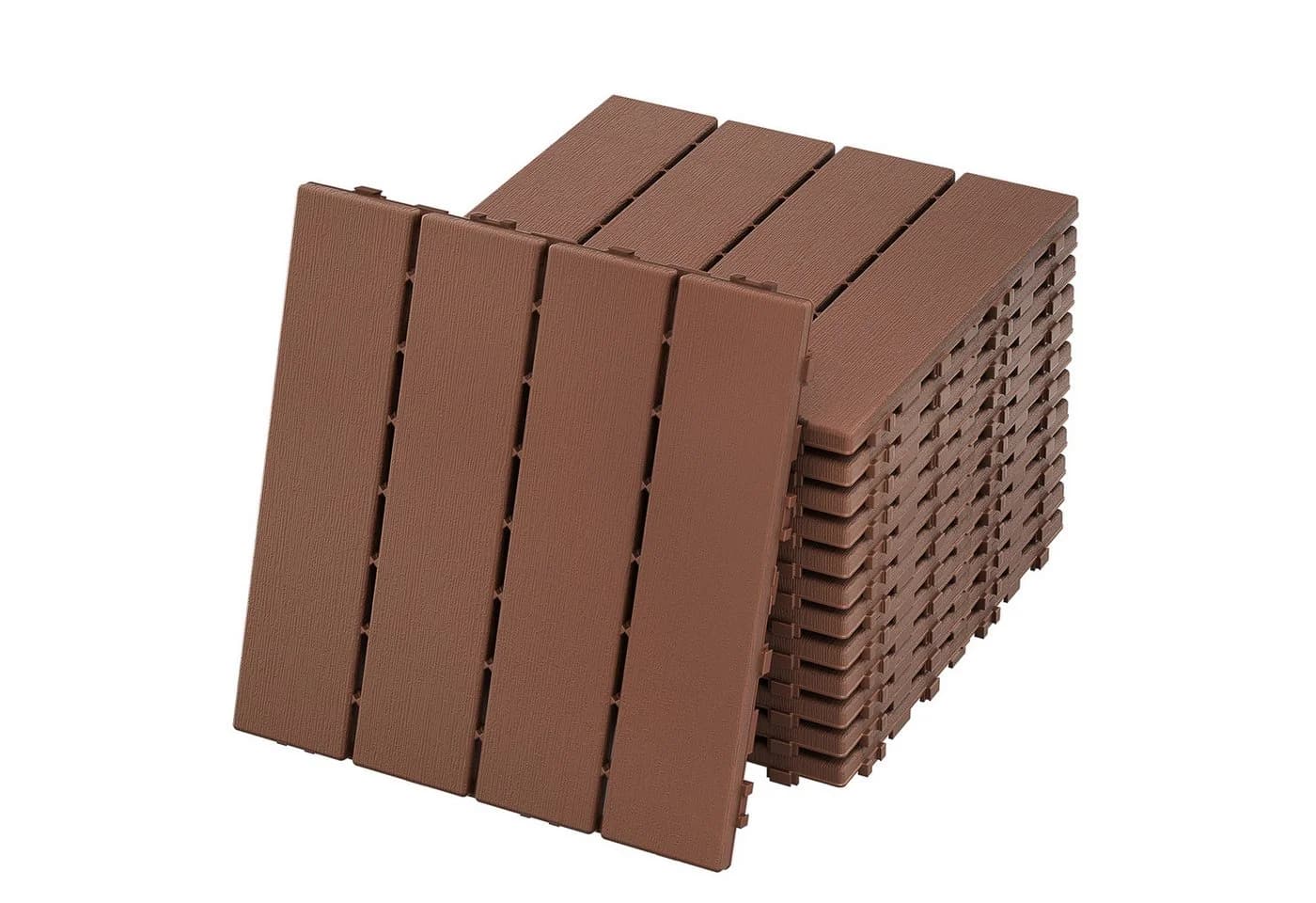 FIVMEN Terrassendielen 30x30cm Braun Holzoptik PE-Kunststoff - Bild 2
