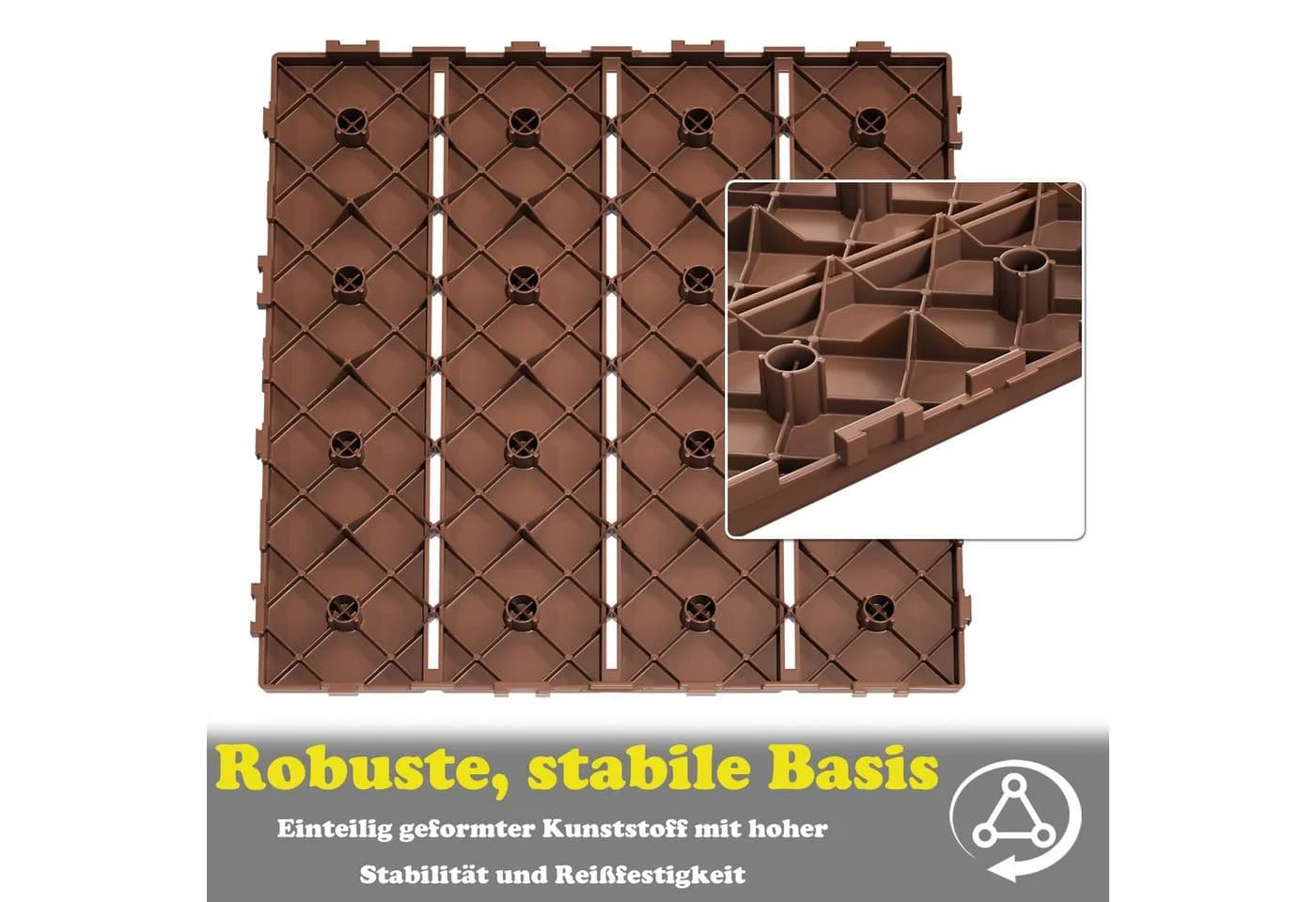 FIVMEN Terrassendielen 30x30cm Braun Holzoptik PE-Kunststoff - Bild 4