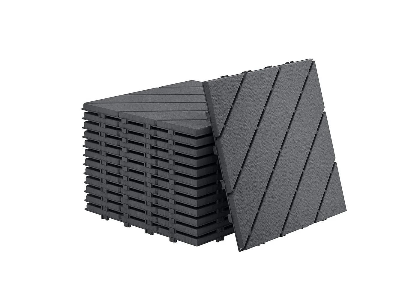 FIVMEN Terrassenfliesen Klickfliesen 30x30cm Anthrazit/Braun Holzoptik - Bild 2