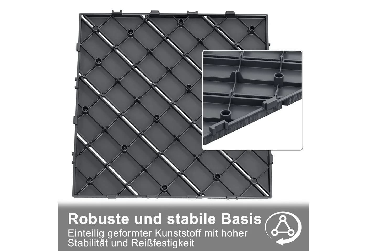 FIVMEN Terrassenfliesen Klickfliesen 30x30cm Anthrazit/Braun Holzoptik - Bild 4