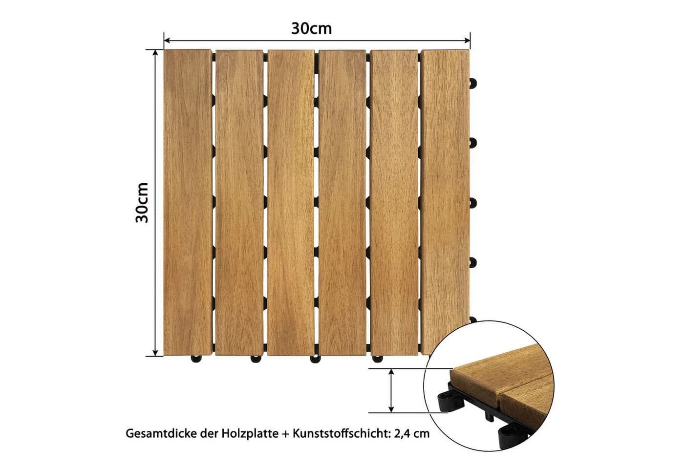 FIVMEN Holzfliesen 30x30 cm Klicksystem Terrassenfliesen