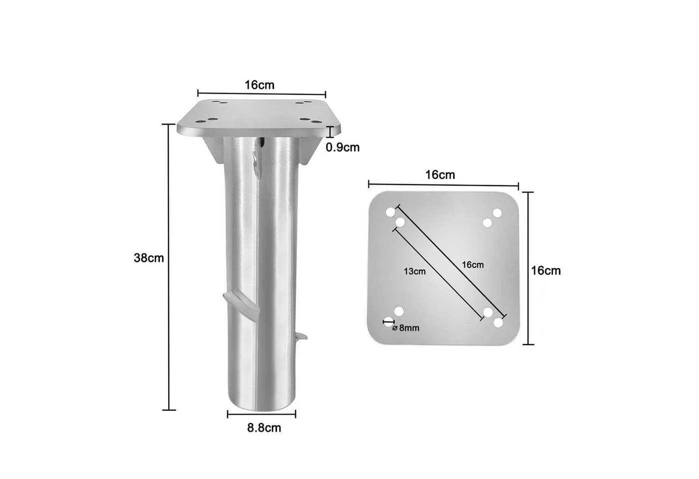 FIVMEN Schirmhalter Metall Universal Bodenplatte Silber