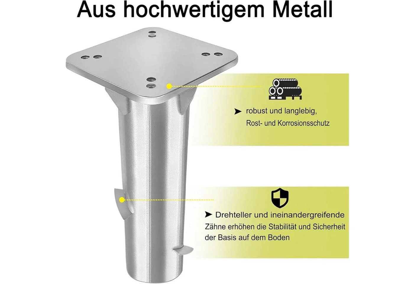 FIVMEN Schirmhalter Metall Universal Bodenplatte Silber - Bild 5
