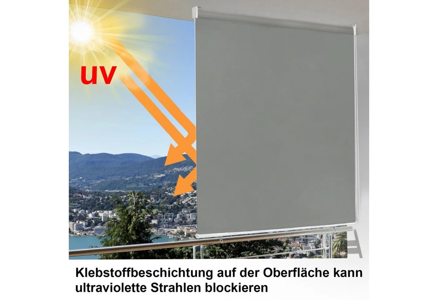 FIVMEN Seitenzugrollo Außenbereich Grau UV-Schutz - Bild 4