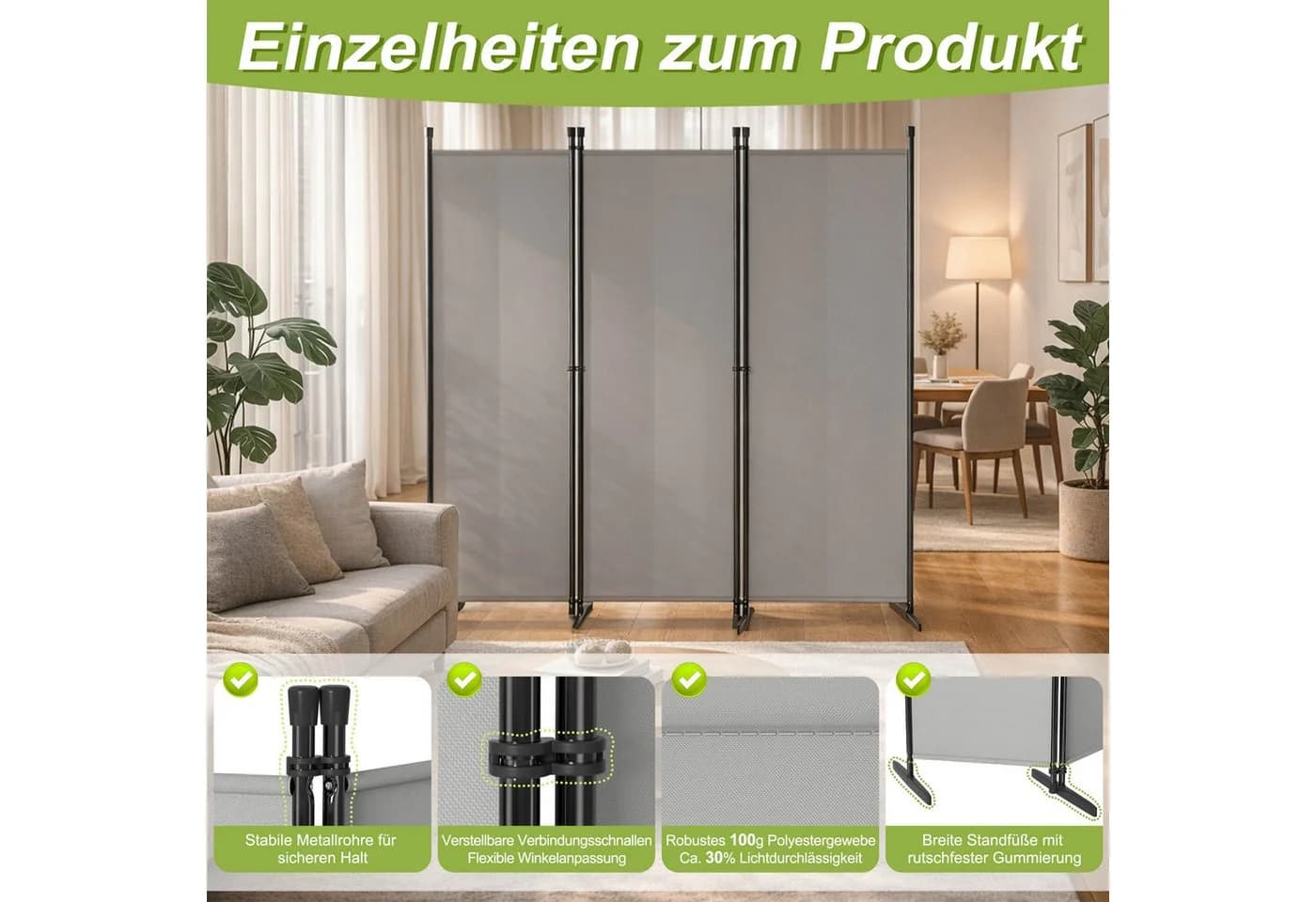 FIVMEN Raumteiler Klappbar Sichtschutz - Bild 3