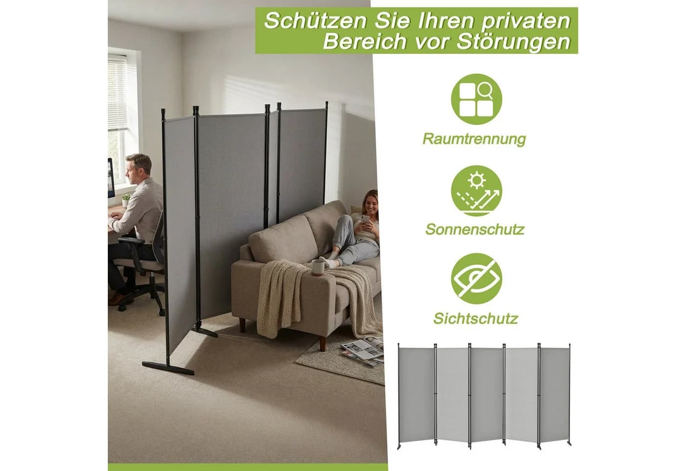 FIVMEN Raumteiler Klappbar Sichtschutz - Bild 5
