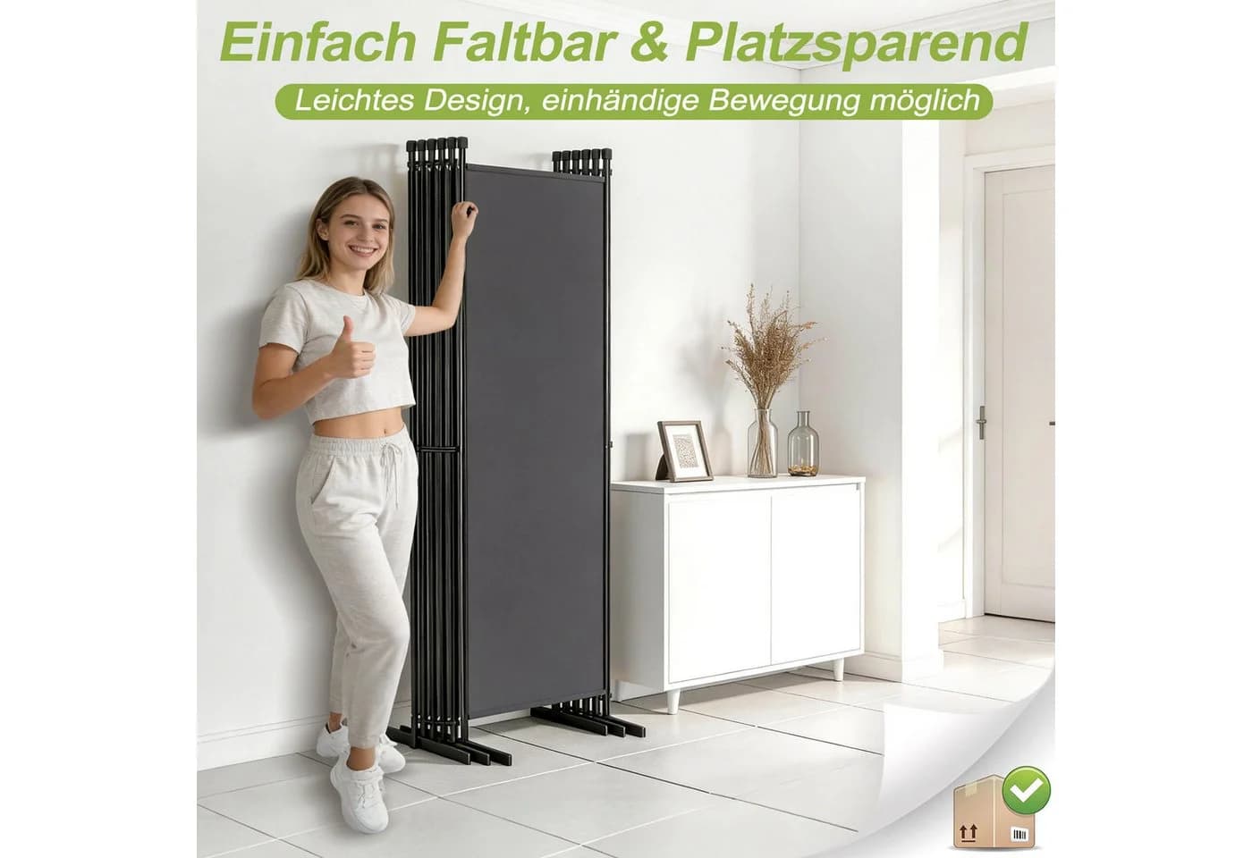 FIVMEN Raumteiler Klappbar Sichtschutz Grau - Bild 4