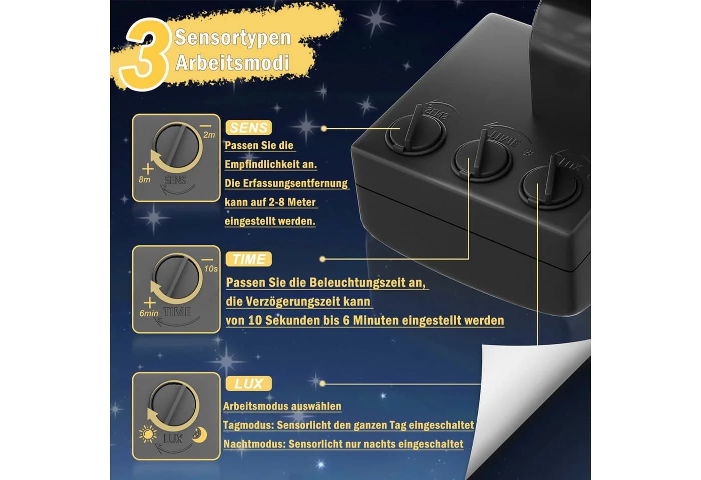 FIVMEN LED Flutlichtstrahler 100W mit Bewegungsmelder Schwarz - Bild 5