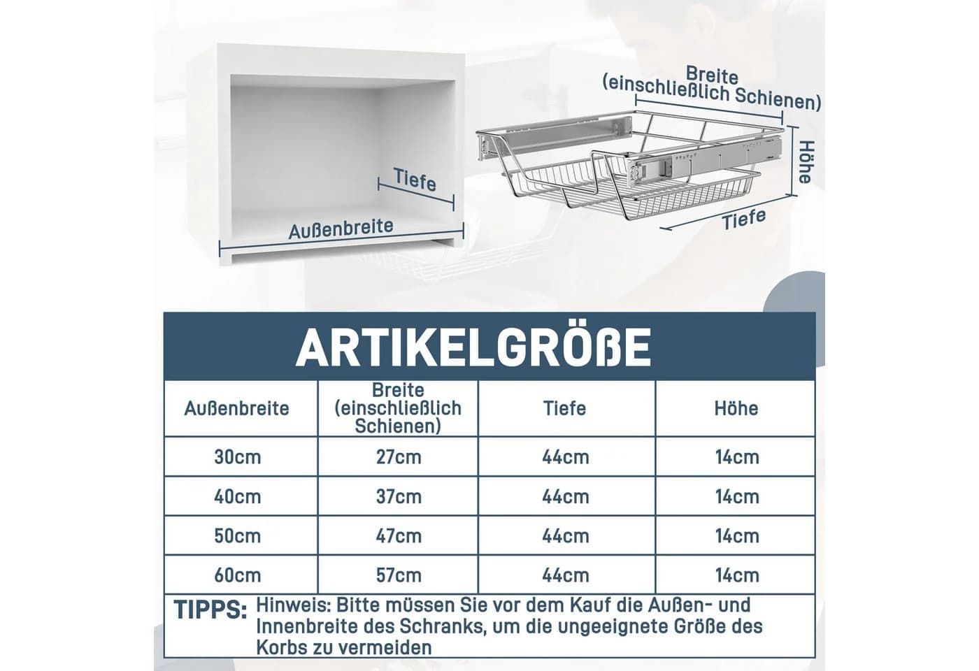 FIVMEN Teleskopschublade Ausziehbar Silber/Schwarz