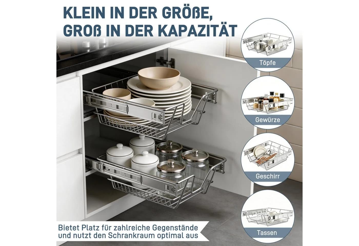 FIVMEN Teleskopschublade Ausziehbar Silber/Schwarz - Bild 3