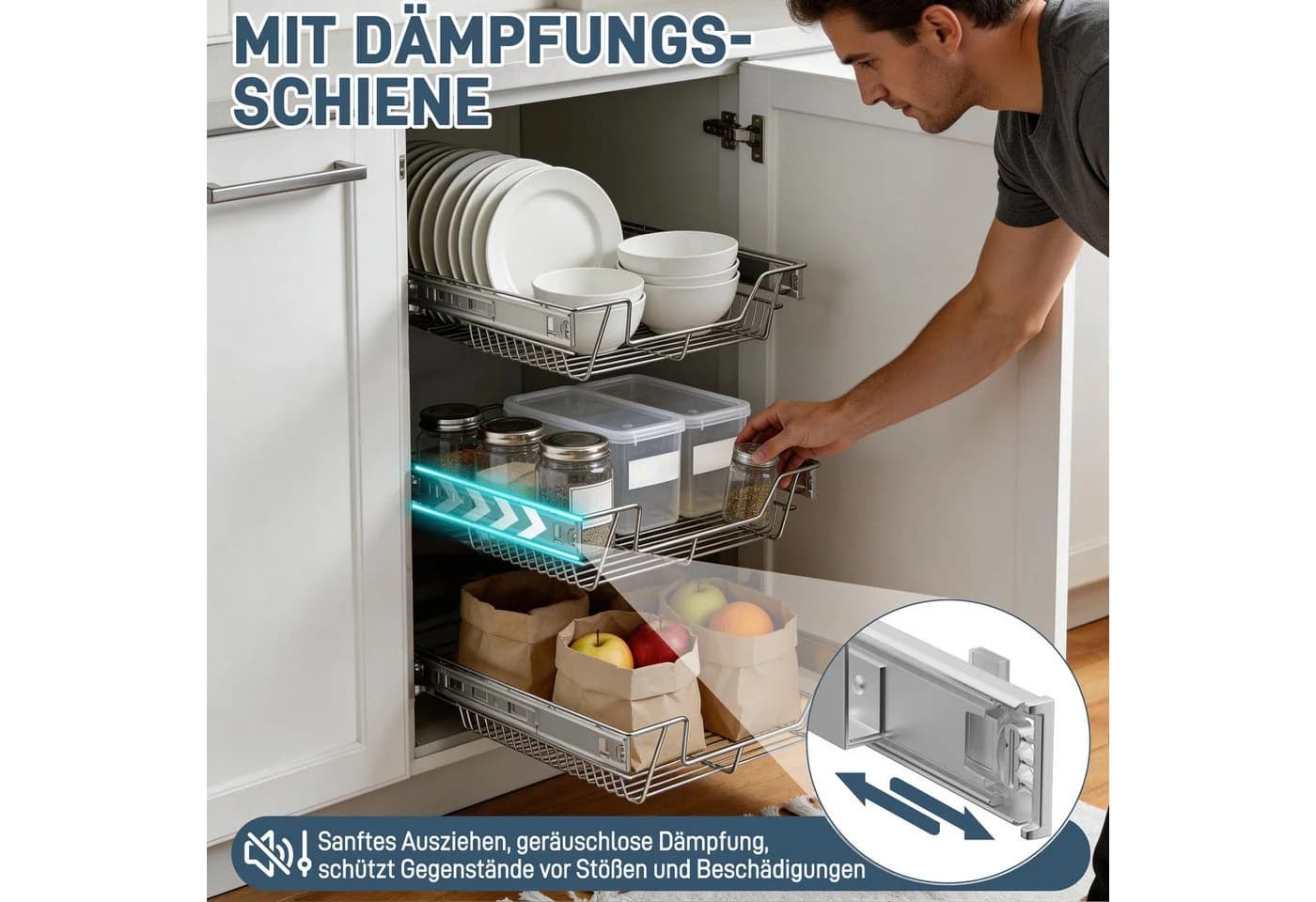 FIVMEN Teleskopschublade Ausziehbar Silber/Schwarz - Bild 5