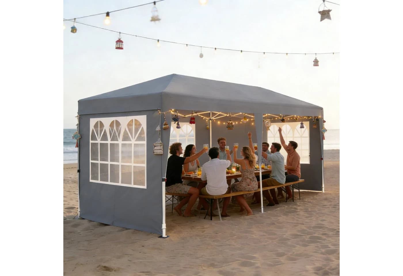 FIVMEN Partyzelt 3x6m Faltpavillon Grau - Bild 2