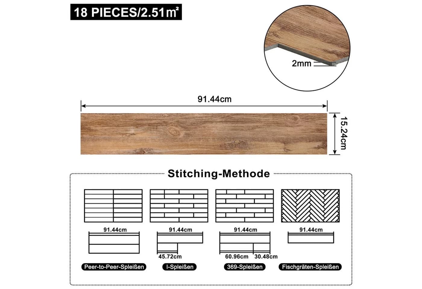 FIVMEN Vinylboden PVC Selbstklebend Beige Holzmaserung