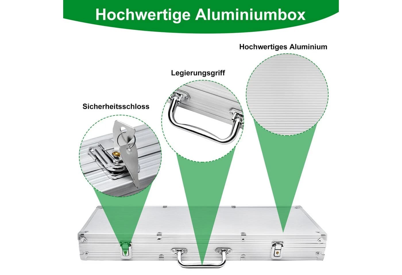 FIVMEN Pokerkoffer Set mit 500 Chips & 2 Kartendecks - Bild 3