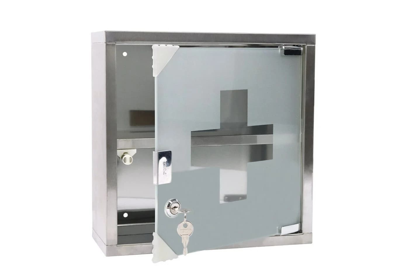 FIVMEN Medizinschrank Abschließbar Edelstahl Apothekerschrank Medikamentenschrank Silber - Bild 2