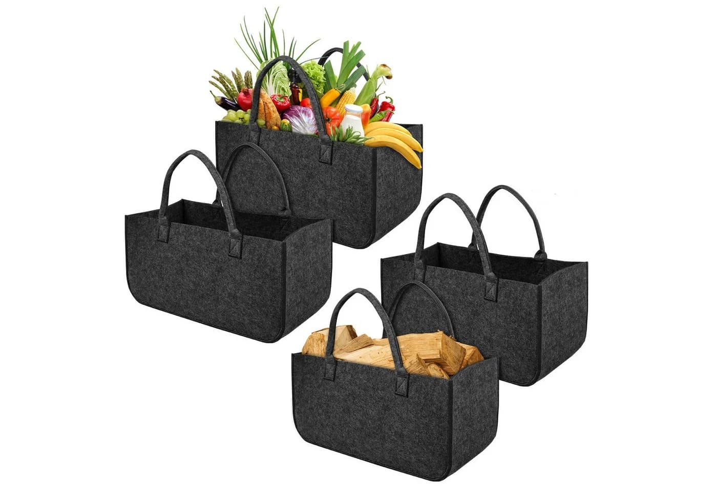 FIVMEN Kaminholzkorb Filztasche Dunkelgrau Faltbar - Bild 2