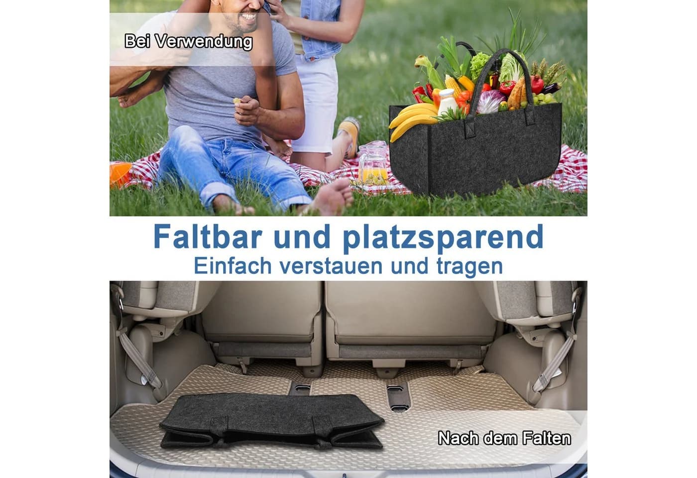 FIVMEN Kaminholzkorb Filztasche Dunkelgrau Faltbar - Bild 4