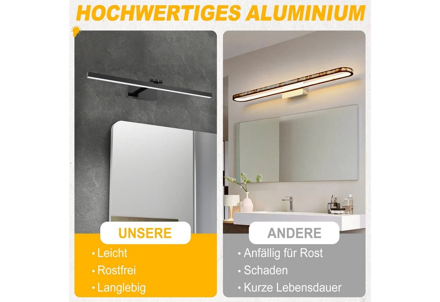 FIVMEN Spiegelleuchte LED Wandleuchte 15W IP44 Badbeleuchtung Kaltweiß - Bild 3