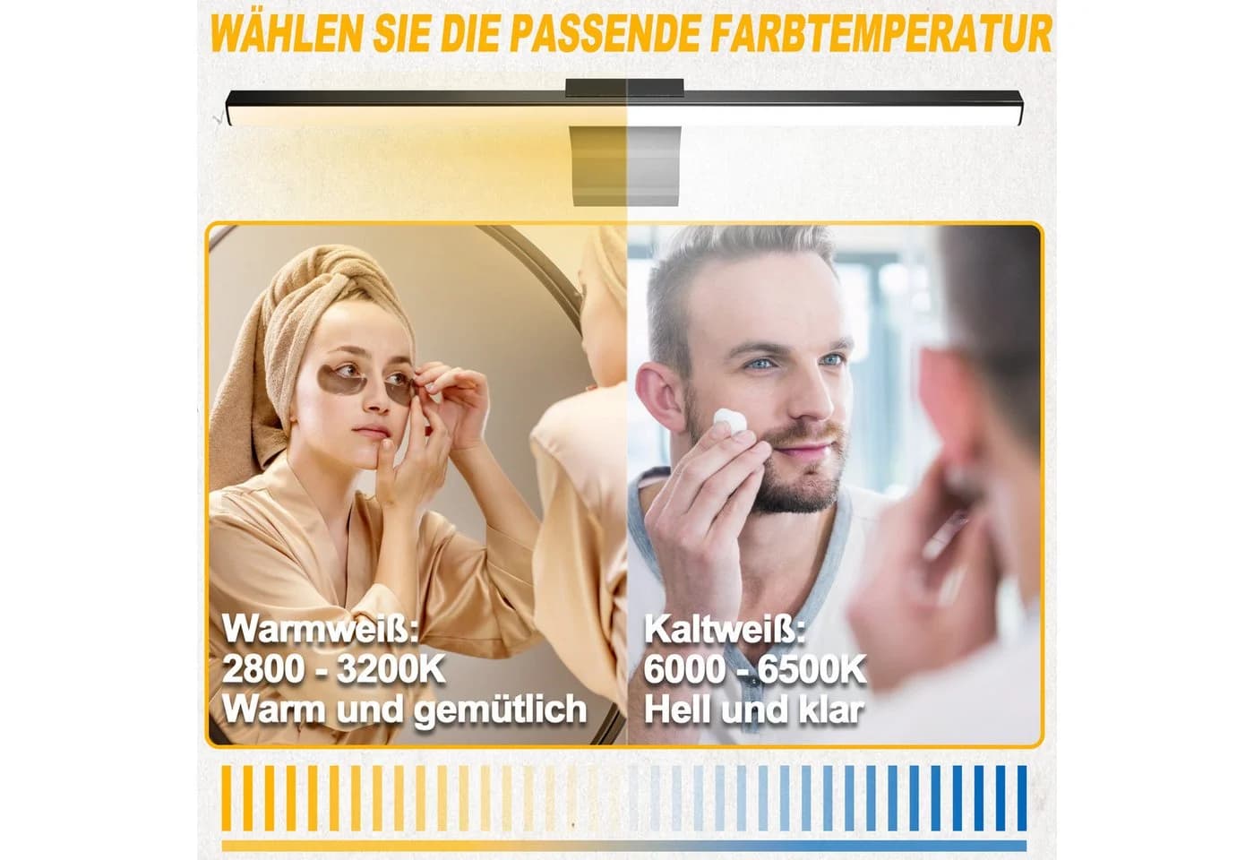 FIVMEN LED Spiegelleuchte IP44 Silber 10W Warm- und Kaltlicht - Bild 4
