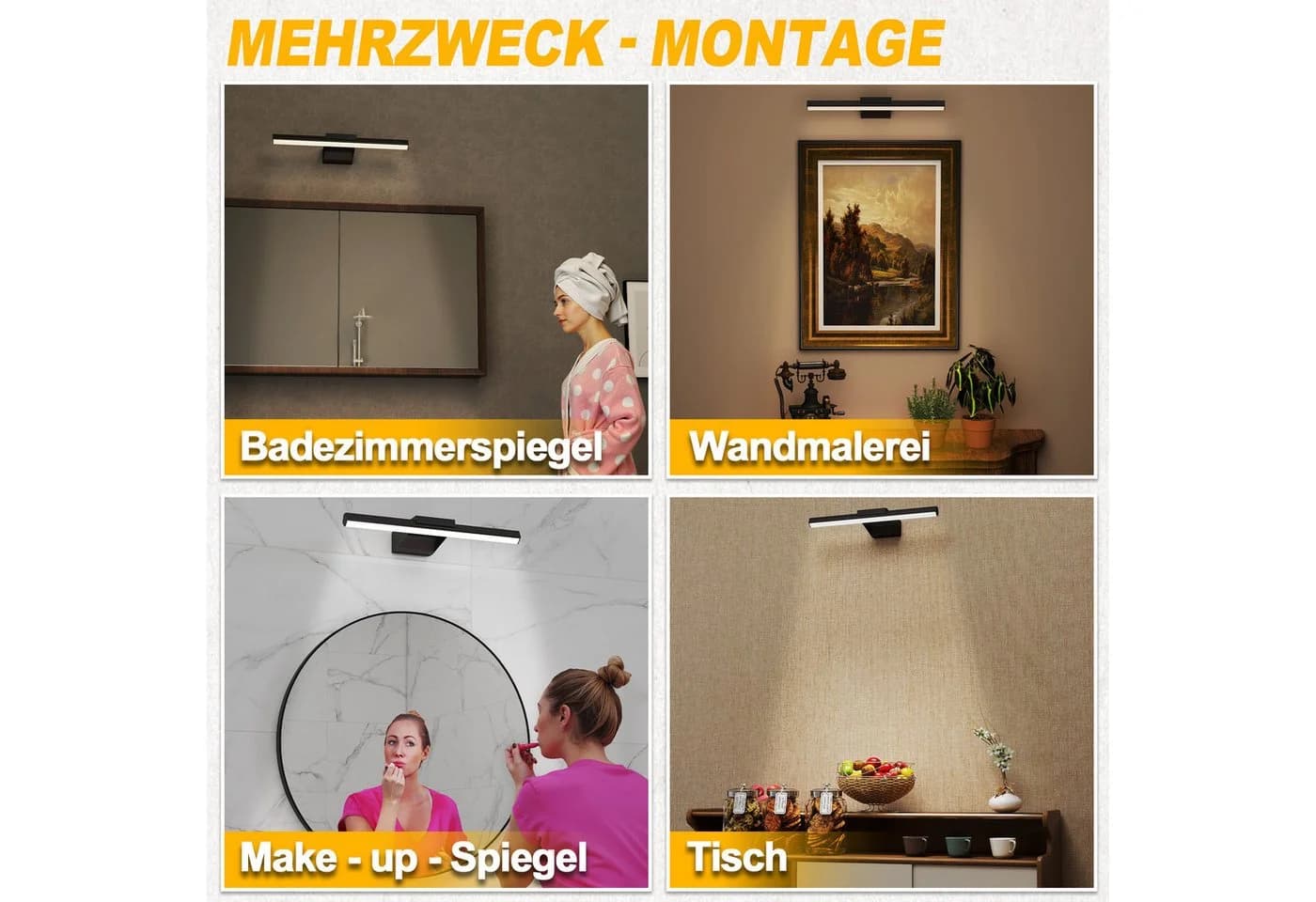 FIVMEN LED Spiegelleuchte IP44 Silber 10W Warm- und Kaltlicht - Bild 5