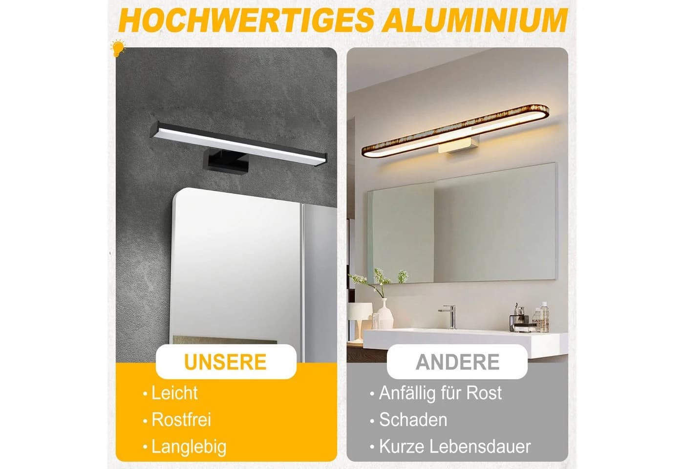 FIVMEN LED Spiegelleuchte 10W für Wandbeleuchtung und Spiegel Beleuchtung - Bild 3