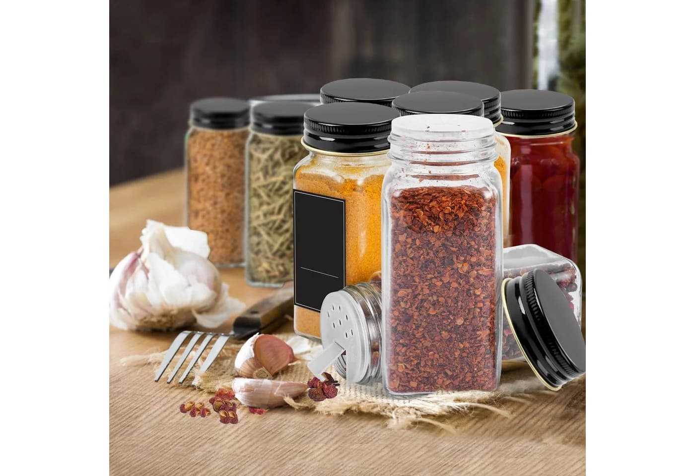 FIVMEN Gewürzglas-Set 24-tlg. Quadratisch Glas mit Sieb & Etiketten - Bild 5
