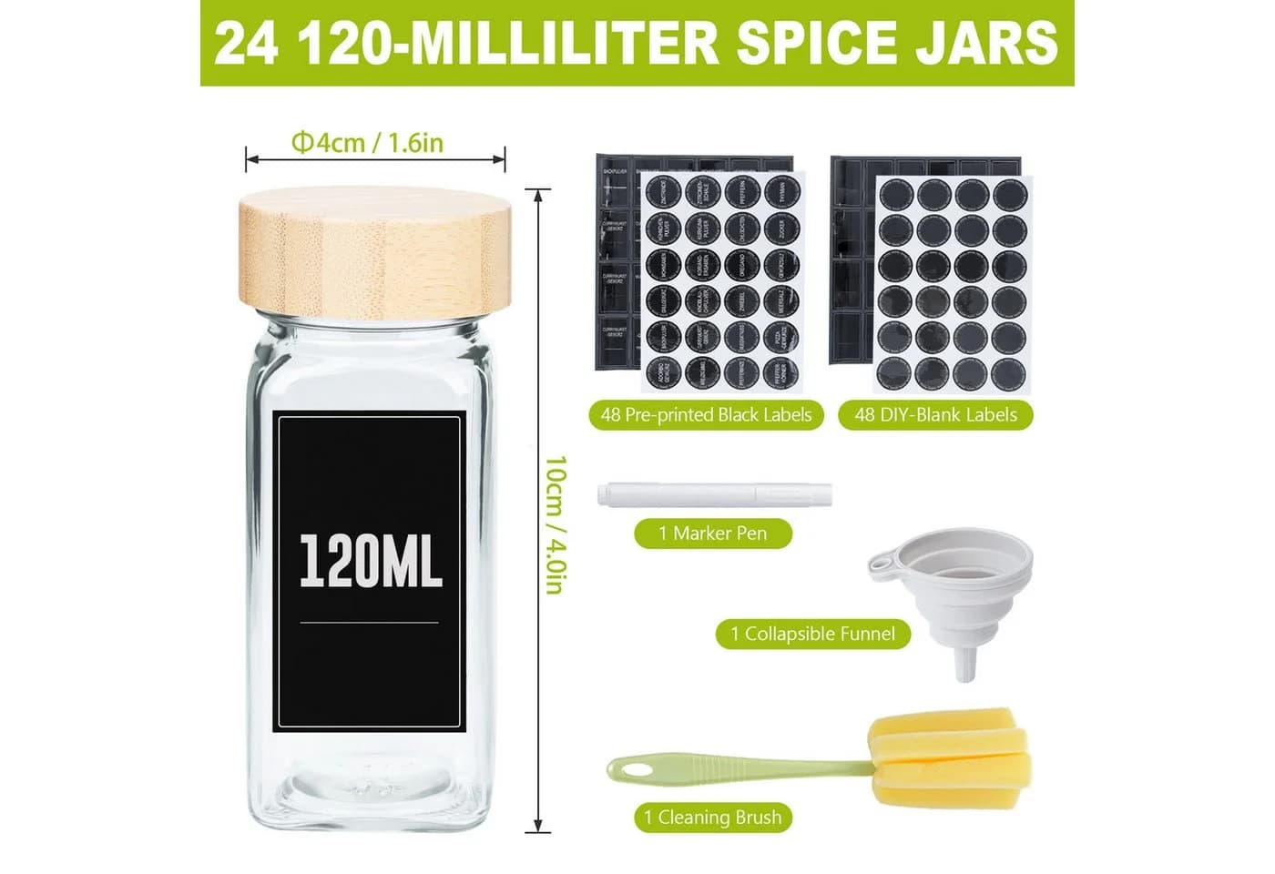 FIVMEN Gewürzglas-Set 24-tlg. Transparent mit Deckel