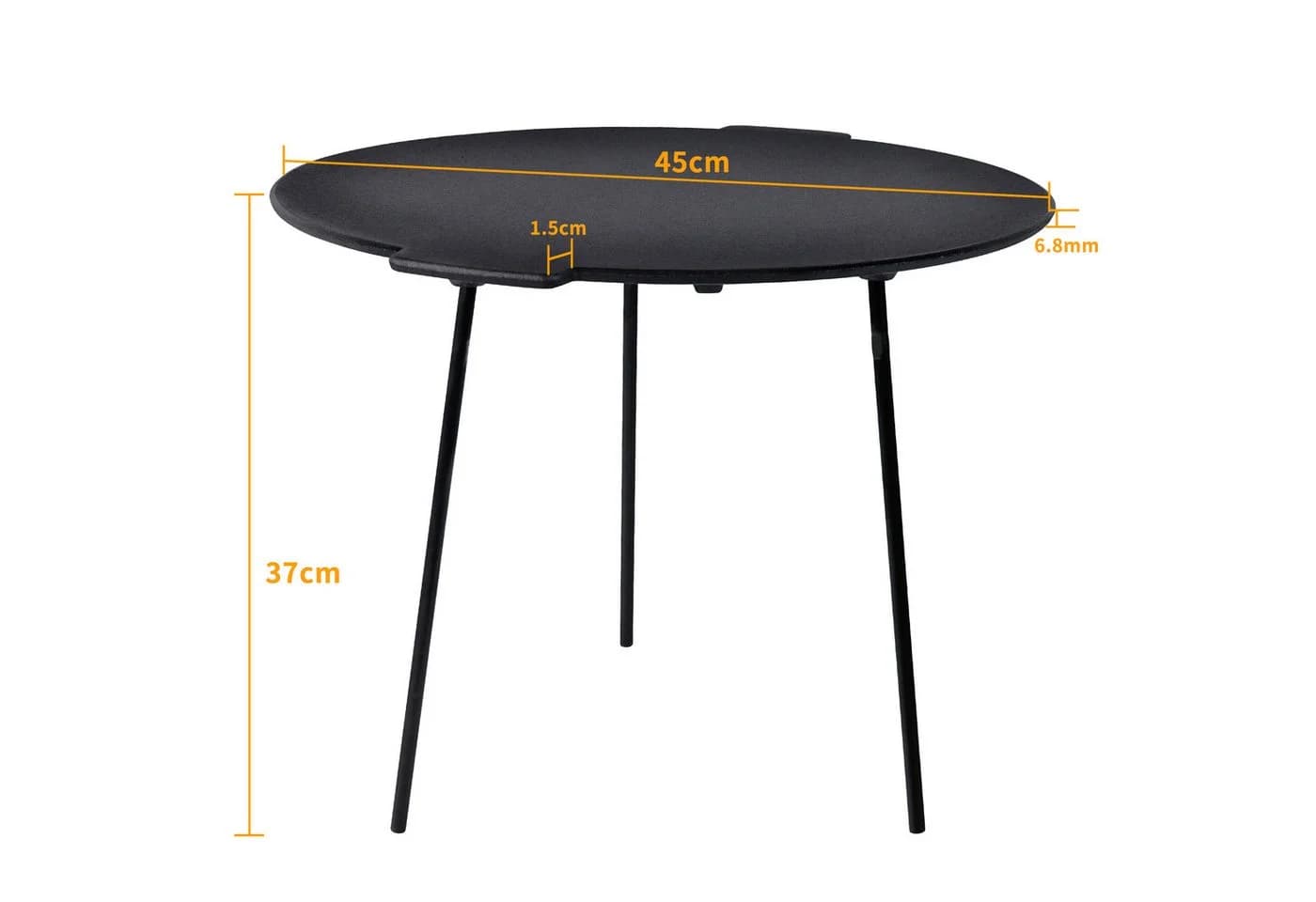 FIVMEN Grillplatte Gusseisen mit 3 Beinen, Ø45 cm, Schwarz