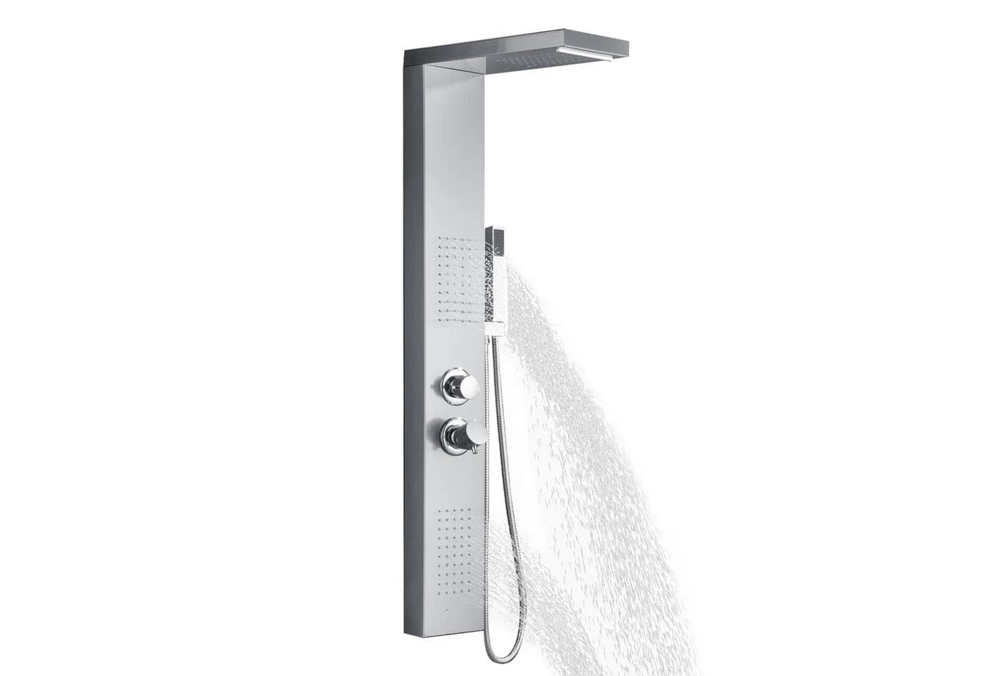 FIVMEN Duschsystem Duschpaneel Edelstahl Gebürstet Duscharmatur Duschset mit Regendusche, 5 Duschmodi Massagedusche, Wasserfalldusche, Handbrause - Bild 2