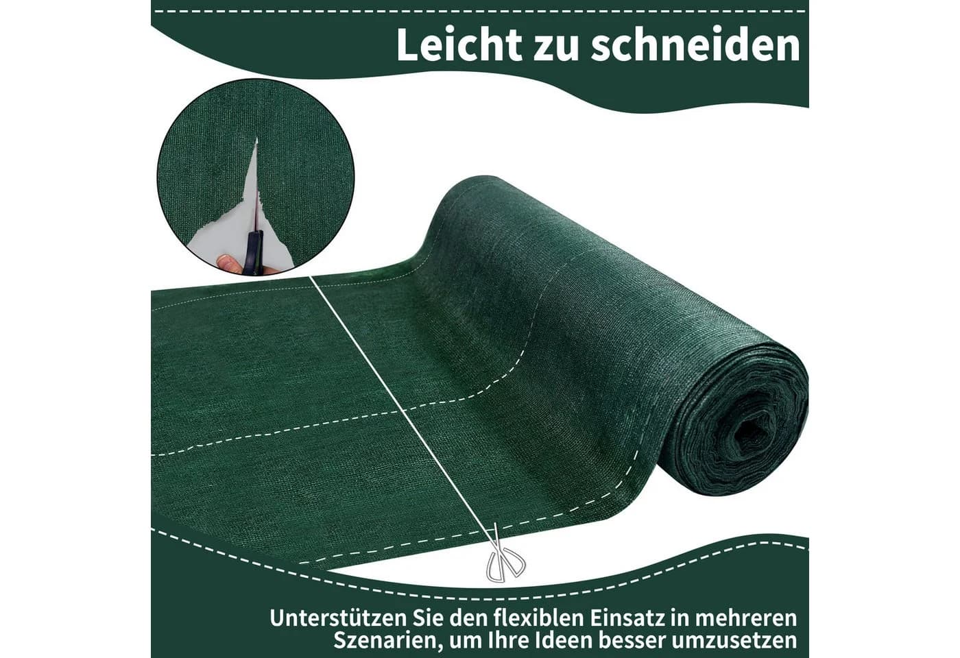 FIVMEN Balkonsichtschutz HDPE Dunkelgrün UV-stabilisiert - Bild 5