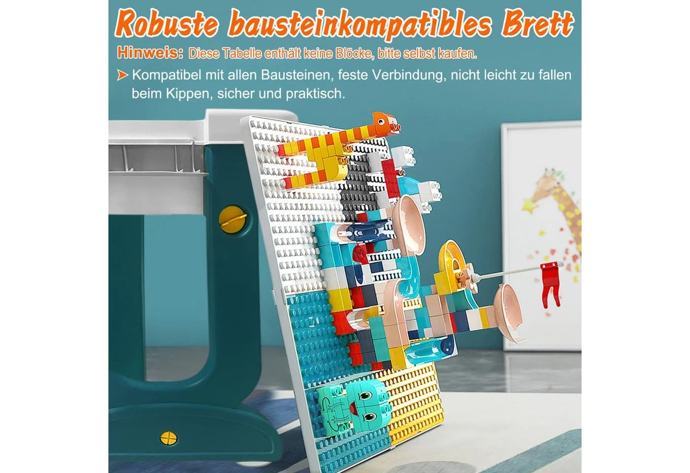 FIVMEN Kindersitzgruppe Höhenverstellbarer Kindertisch mit Stühle Set Spieltisch mit Blocks, 300-tlg - Bild 4