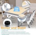 FIVMEN Kindersitzgruppe Kindertisch 4 Stühle Set Höhenverstellbar Grau Bild 4