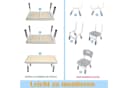 FIVMEN Kindersitzgruppe Kindertisch 4 Stühle Set Höhenverstellbar Grau Bild 5