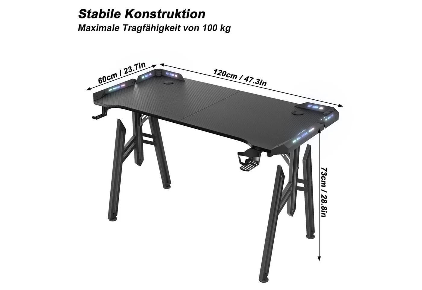 FIVMEN Gaming Schreibtisch mit LED M-Frame