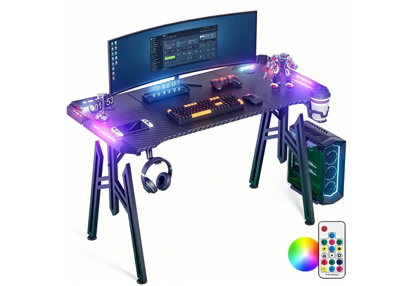 FIVMEN Gaming Schreibtisch mit LED M-Frame - Bild 2