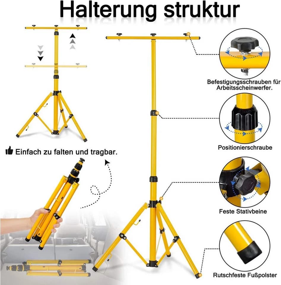 LED Flutlichtstrahler mit verstellbarem Stativ und 3m Kabel - Bild 4