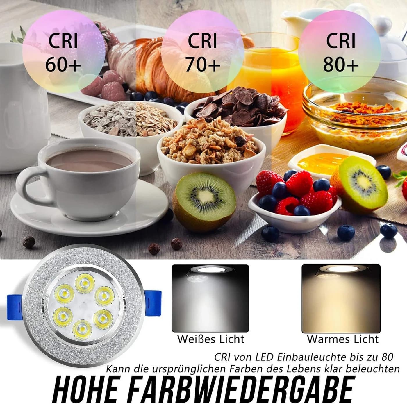 FIVMEN 20x 3W LED-Einbaustrahler Schwenkbar Rund Fluter - Bild 4