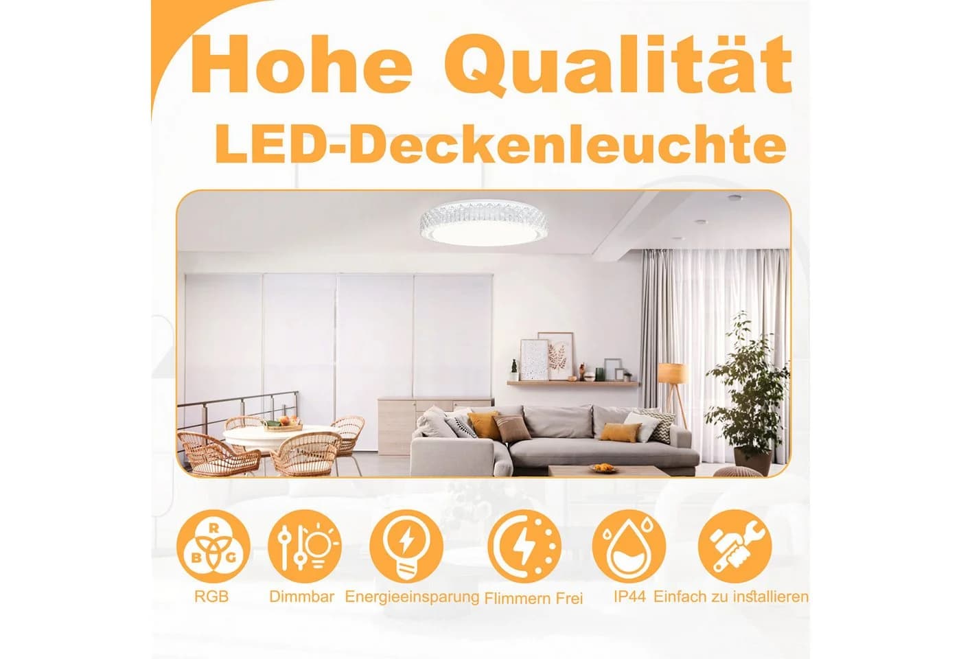 FIVMEN LED Deckenleuchte mit Fernbedienung & RGB-Sternenhimmel