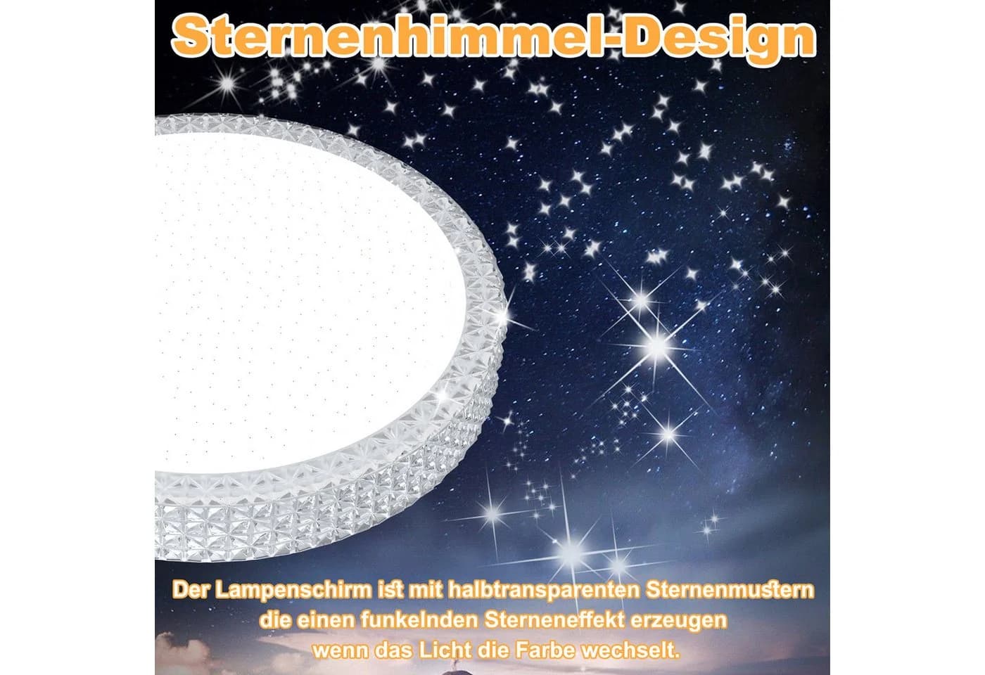FIVMEN LED Deckenleuchte mit Fernbedienung & RGB-Sternenhimmel - Bild 5