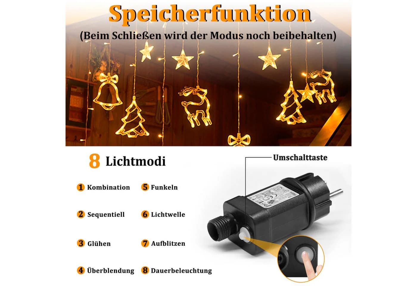 FIVMEN LED-Lichterkette 3m Stern Form 8 Modi - Bild 4