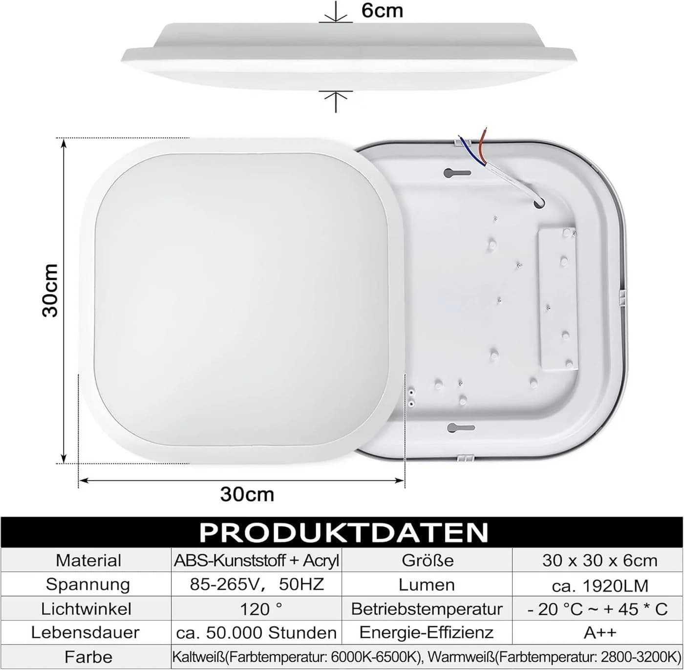 FIVMEN LED Deckenleuchte mit Bewegungsmelder 15W/24W