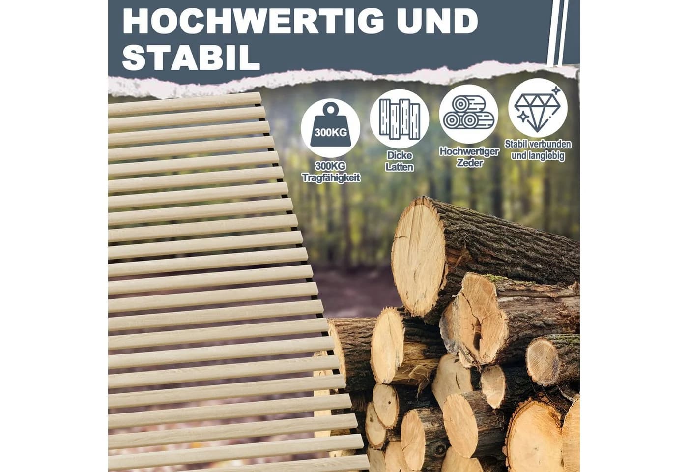 FIVMEN Lattenrost Rollrost Zederholz 23 Leisten 300 kg - Bild 3
