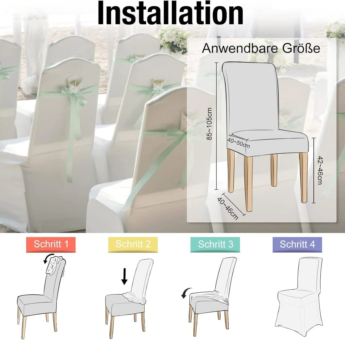 FIVMEN Stuhlhussen Stretch Weiß Universell Passform Modernes Design - Bild 5