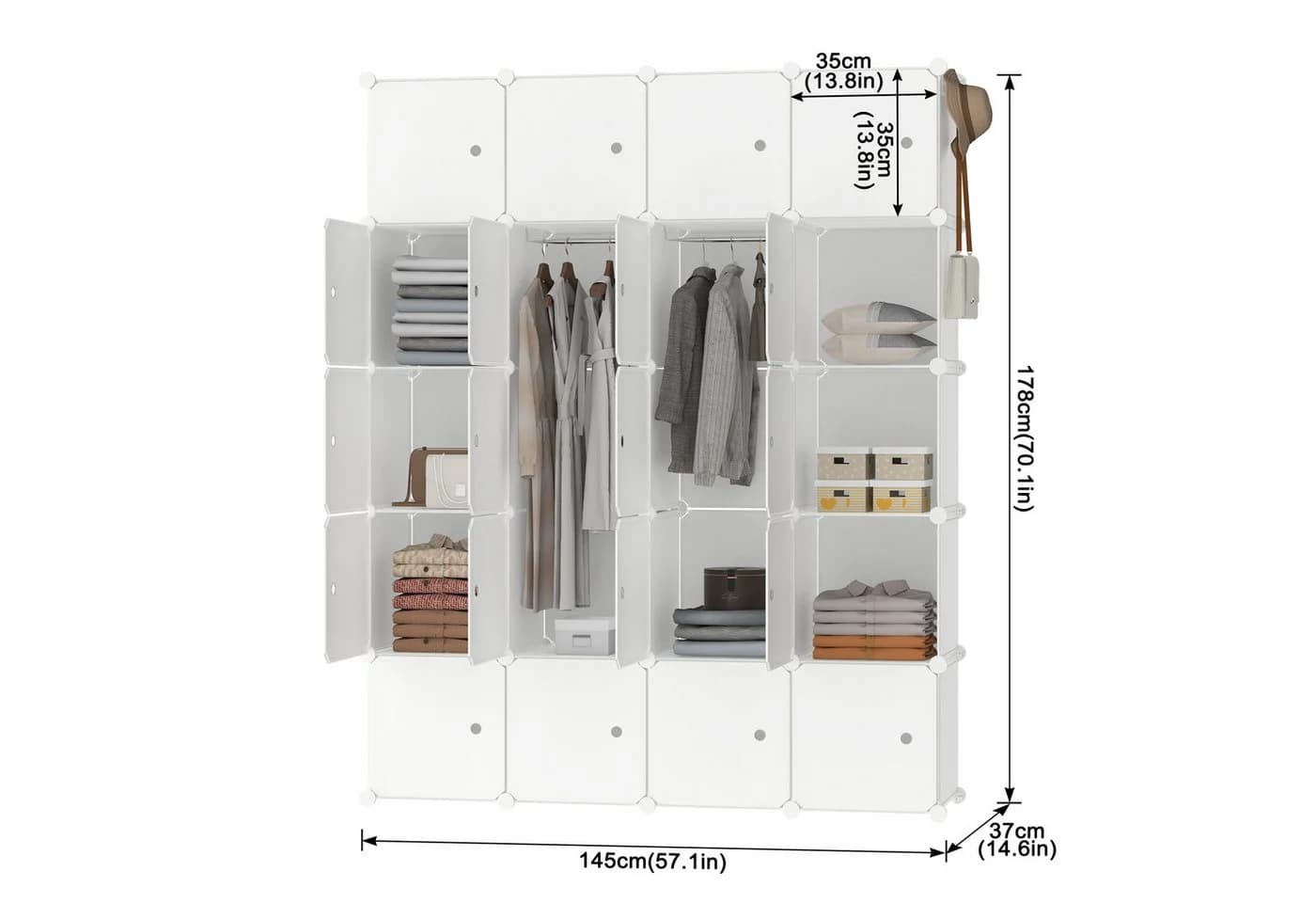FIVMEN Kleiderschrank DIY Regalsystem Platzsparend