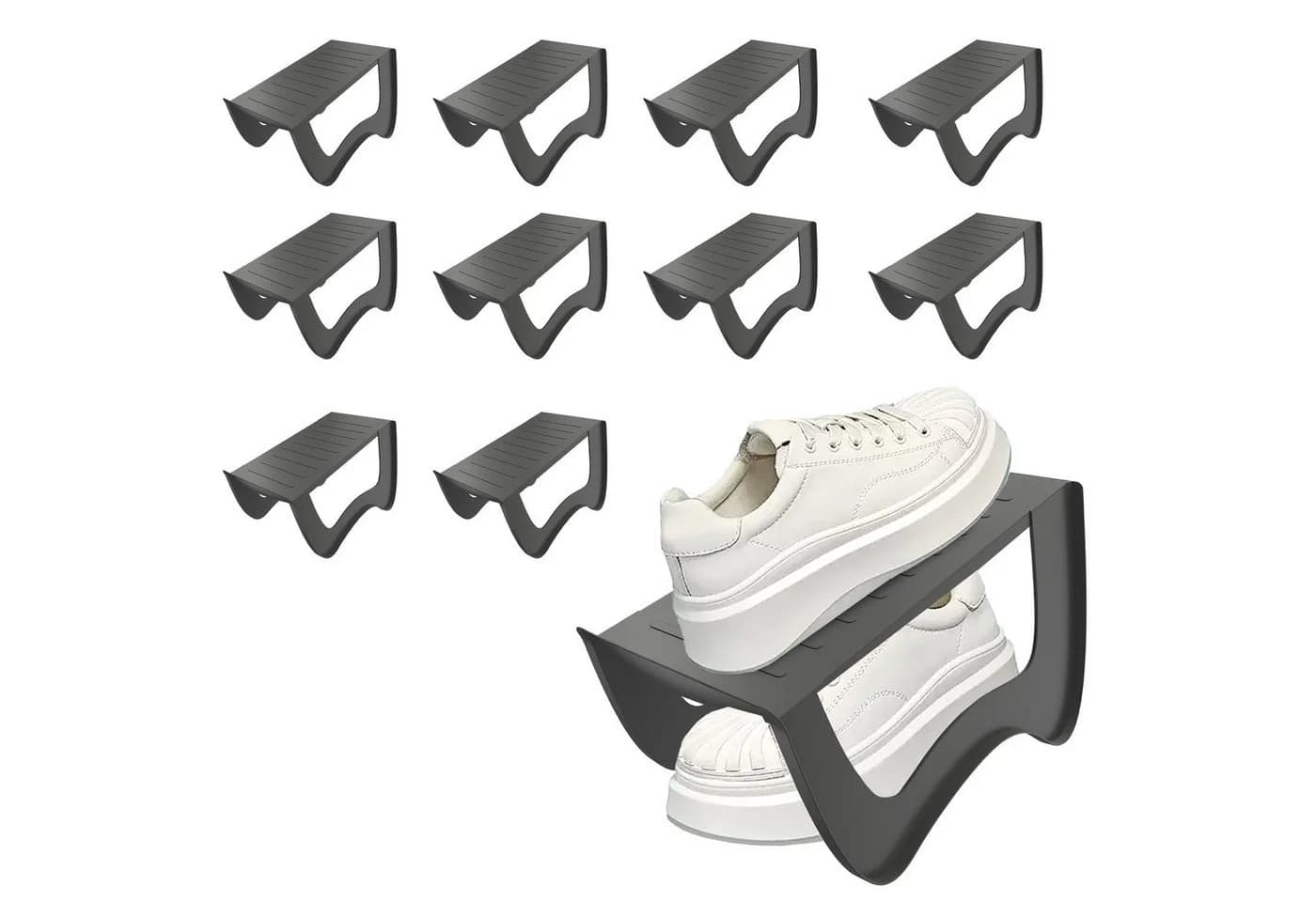 FIVMEN Schuhstapler 10er Set Grau PP Rutschfest - Bild 2