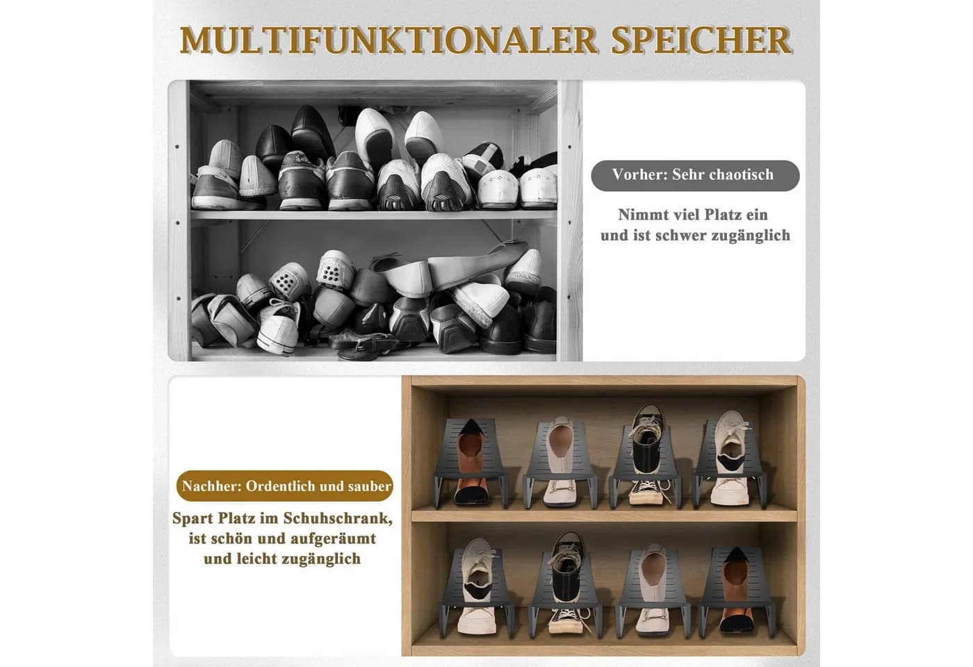 FIVMEN Schuhstapler 10er Set Grau PP Rutschfest - Bild 4