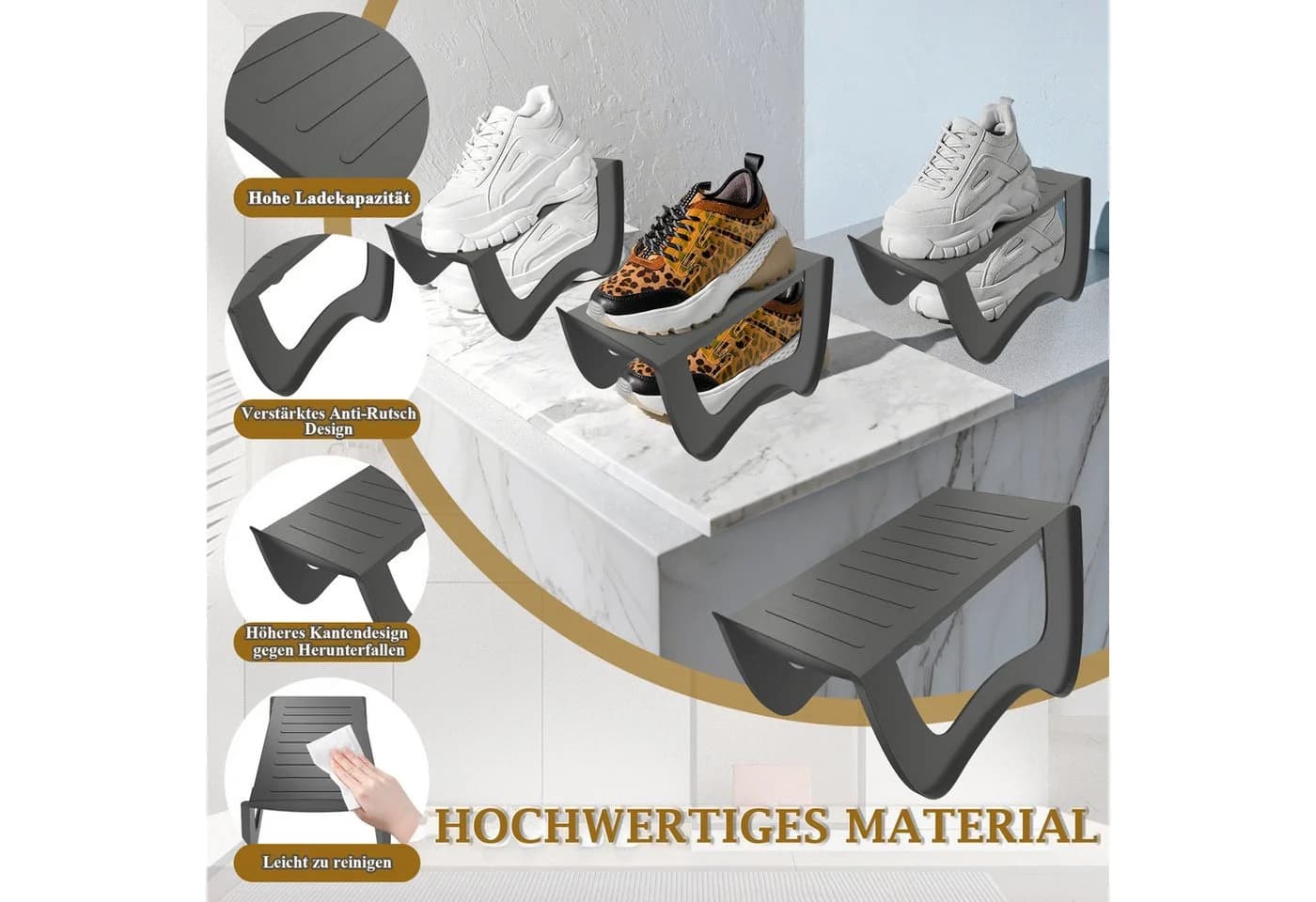FIVMEN Schuhstapler 10er Set Grau PP Rutschfest - Bild 5