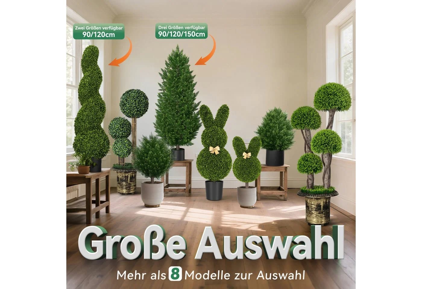 FIVMEN 2x Künstlicher Spiral-Buchsbaum 120cm mit Topf - Bild 5